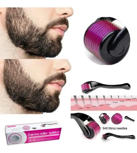 Pack of 2 Derma Roller Facial & Hair Therapy Microneedle Hair Regrowth Beard Growth Anti Hair Loss Treatment Thinning