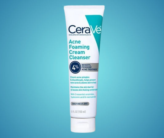 CeraVe Acne Foaming Cream Cleanser – 4% Benzoyl Peroxide Treatment [120ml]