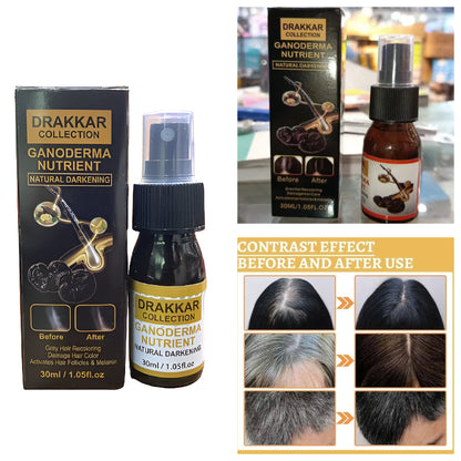 Anti-Greying Hair Spray | Drakkar Spray for Hair | Organic Ganoderma Inverted Essence for Grey Hair | Darkens Hair Naturally Without Damage - 30ML