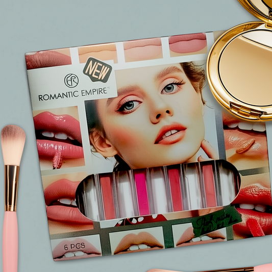 6-Piece Matte Lip Gloss Set – , Waterproof Lip Color Kit for All-Day Wear P