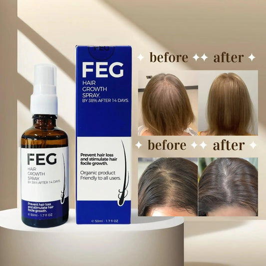FEG PLUS Hair & Beard Regrowth Spray 50ml – Anti Hair Loss Formula with Minoxidil, Redensyl & Natural Extracts