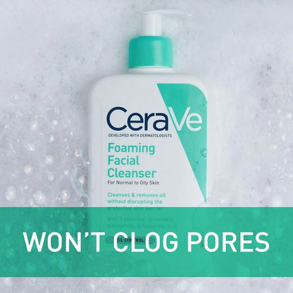 CeraVe Foaming Facial Cleanser for Normal to Oily Skin – Oil Control with Ceramides, Niacinamide & Hyaluronic Acid, 237ml